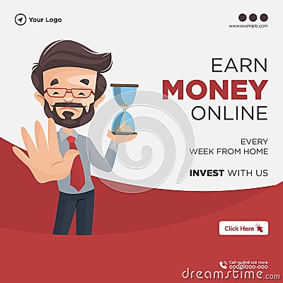 Banner design of earn money online Vector Illustration