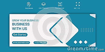 Digital Marketing Agency Social Media Timeline Cover Page Design. Vector Illustration