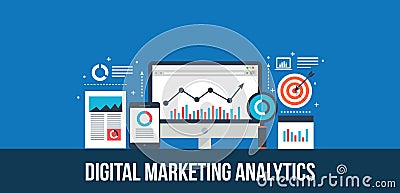 Digital marketing analytics and data report - flat design concept Vector Illustration