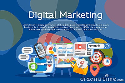 Digital marketing concept. Business development, lead generation. Social network and media communication. Development of marketing Stock Photo