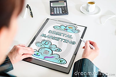 Digital marketing concept on a clipboard Stock Photo