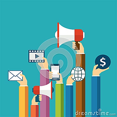 Digital marketing concept flat design Vector Illustration