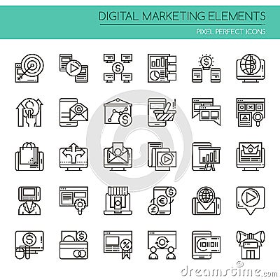 Digital marketing Elements Vector Illustration