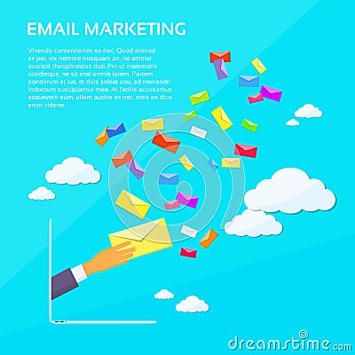 Digital Marketing Email Laptop Businessman Hand Vector Illustration