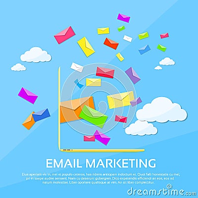 Digital Marketing Email Laptop Envelope Send Vector Illustration