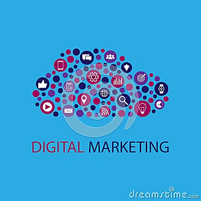 Digital marketing flat illustration Cartoon Illustration