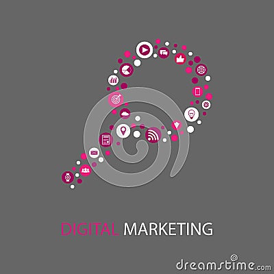 Digital marketing illustration flat design Cartoon Illustration