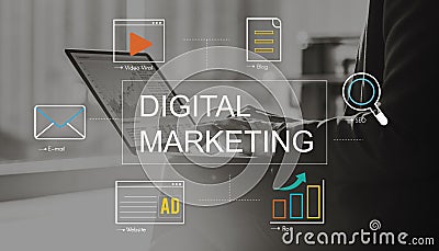 Digital Marketing Media Technology Graphic Concept Stock Photo