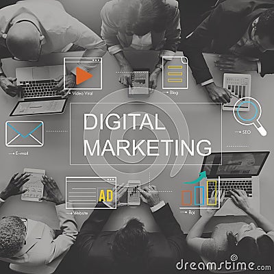 Digital Marketing Media Technology Graphic Concept Stock Photo