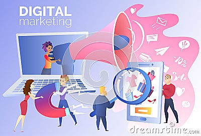 Digital Marketing for Online Trading Carton Vector Vector Illustration