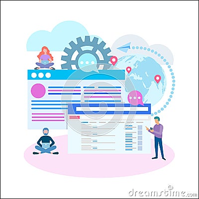Digital marketing strategy, online search, seo optimization concept. Vector Illustration