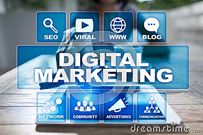 DIgital marketing technology concept. Internet. Online. SEO. SMM. Advertising. Stock Photo