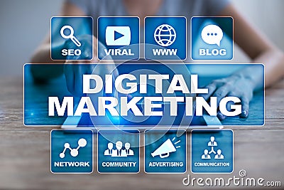 DIgital marketing technology concept. Internet. Online. SEO. SMM. Advertising. Stock Photo