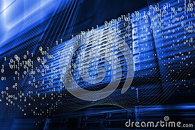 Digital matrix code stream. abstract image Light traces. visualization of hacker attacks on information data server Stock Photo