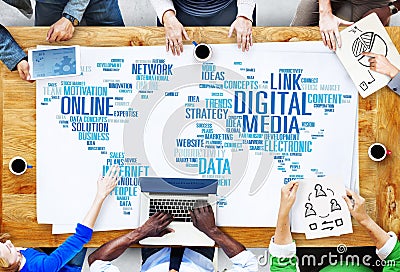 Digital Media Connecting Content Network Technology Concept Stock Photo