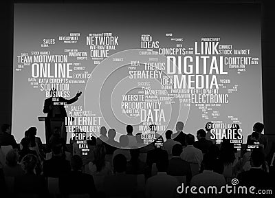 Digital Media Shares Internet Investment Link Plans Concept Stock Photo