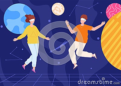 Digital metaverse. Meta universe alternate 3d world, vr space game digital technology, xr ar visualization future Cartoon Illustration