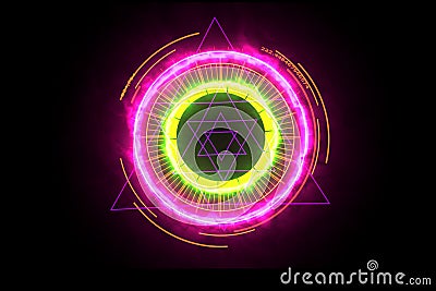 Digital meter energy pink powerful around and magic purple six star in core Stock Photo