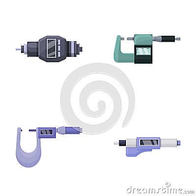 Digital micrometer icons set cartoon vector. Laboratory digital micrometer Vector Illustration