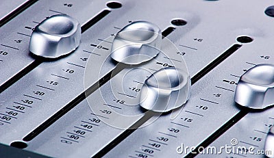 Digital Mixer Faders Stock Photo