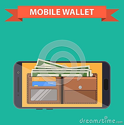 Digital mobile wallet Vector Illustration