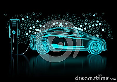 Digital model electric car Stock Photo