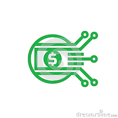 Digital money dollar - vector logo template illustration. Currency - creative sign. Design element Vector Illustration