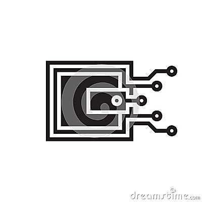 Digital money wallet - vector icon sign concept illustration in black color on white background. Purse creative logo symbol. Vector Illustration