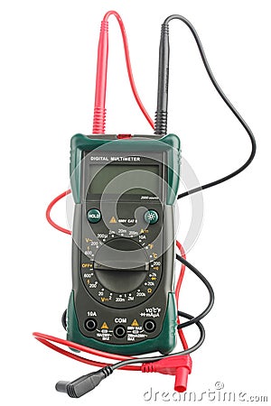 Digital multimeter with probes Stock Photo