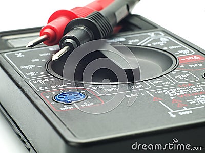 Digital multimeter and probes macro Stock Photo