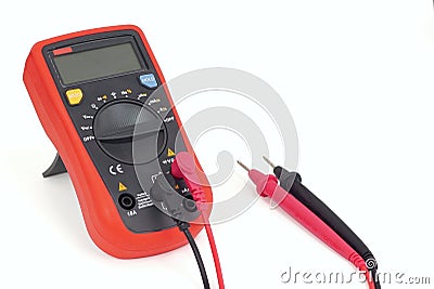 Digital multimeter with test leads Stock Photo