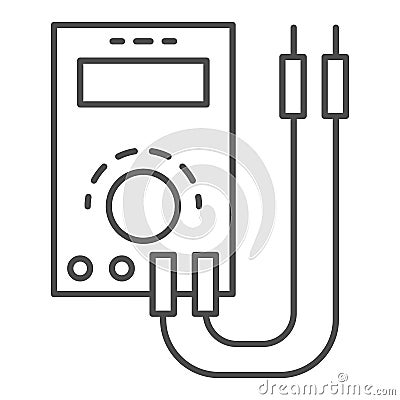 Digital multimeter thin line icon. Electricity tester vector illustration isolated on white. Voltmeter outline style Vector Illustration