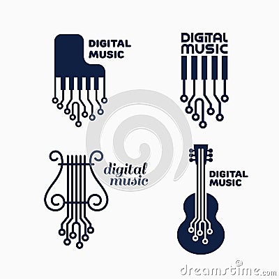 Digital music logo Vector Illustration