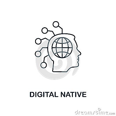 Digital Native icon outline style. Thin line design from fintech icons collection. Pixel perfect digital native icon for Vector Illustration