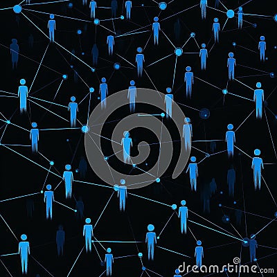 Digital network of connected figures in abstract representation Stock Photo