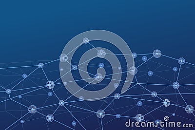 Digital network connection blue background Vector Illustration