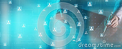 Digital Networking and Team Collaboration in Virtual Systems Stock Photo