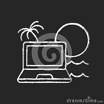 Digital nomad chalk white icon on black background Vector Illustration