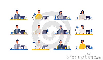 Digital nomad concept. Vector illustration of people can work anywhere. Workers at home or office Vector Illustration