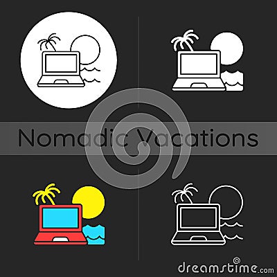 Digital nomad dark theme icon Vector Illustration