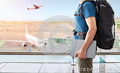 digital nomad man traveling Stock Photo