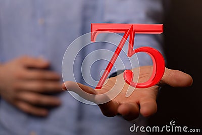 A 75 Digital number Years Anniversary 3d background Stock Photo