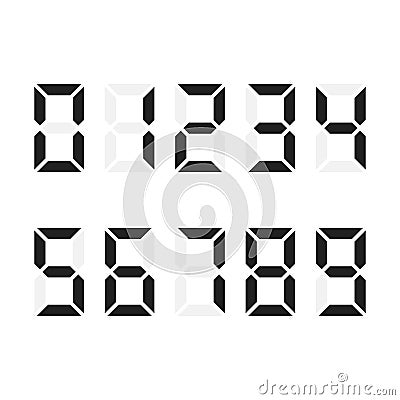 Digital numbers set. Digital number font text. Vector illustration isolated on white background Vector Illustration