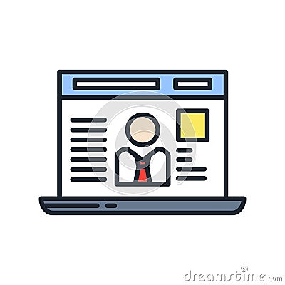 Online Resume Icon Color Illustration Design Vector Illustration