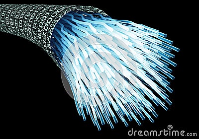 digital optical data cable in a data vortex. Stock Photo