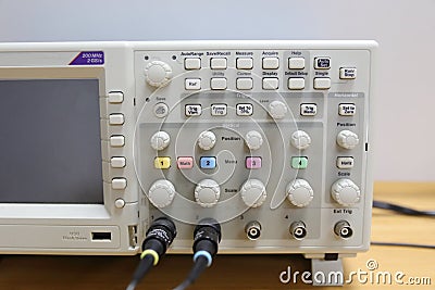The digital oscilloscope on the desk Stock Photo