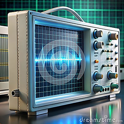 A digital oscilloscope showcasing various waveforms in action, demonstrating its ability to analyze electrical signals with Stock Photo