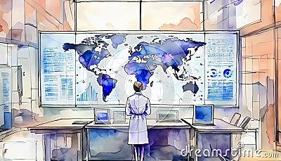 The Digital Overseer: Commanding the Data Universe Stock Photo