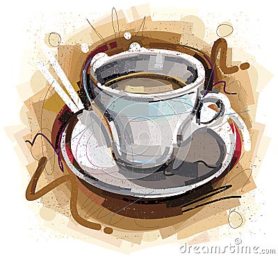 Digital painted Coffee Mug Stock Photo