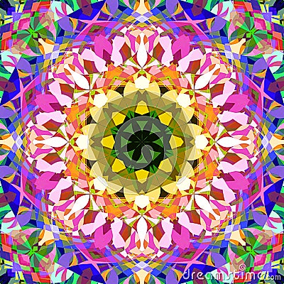 Digital Painting Abstract Colorful Floral Kaleidoscope Symmetrical Mandala Background Stock Photo